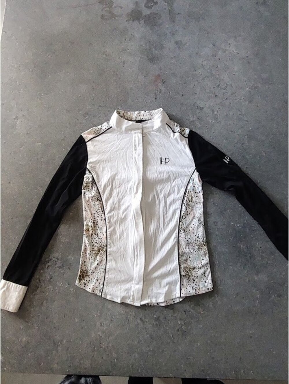 Horseware Platinum Women's XS Show Shirt with Black Sleeves and Speckled Pattern